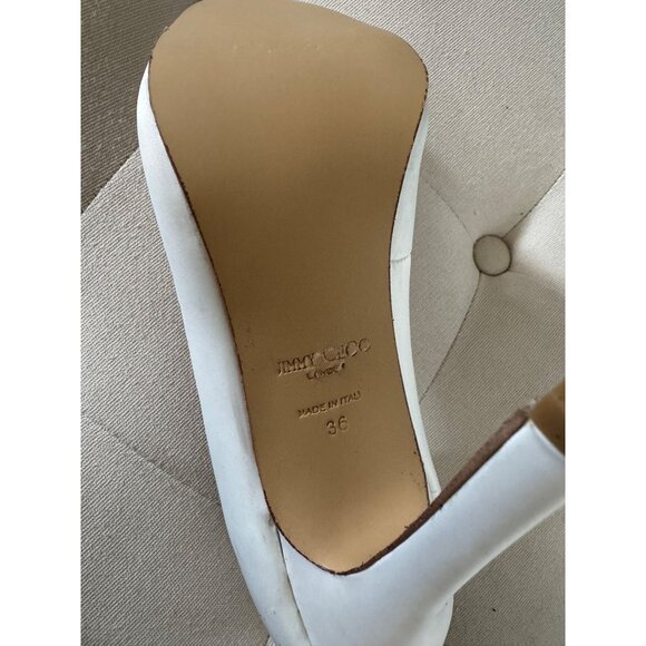 Jimmy Choo Knock Off White Satin Pointed Toe High Heels Made In Italy Size 36 Wo - Picture 4 of 5